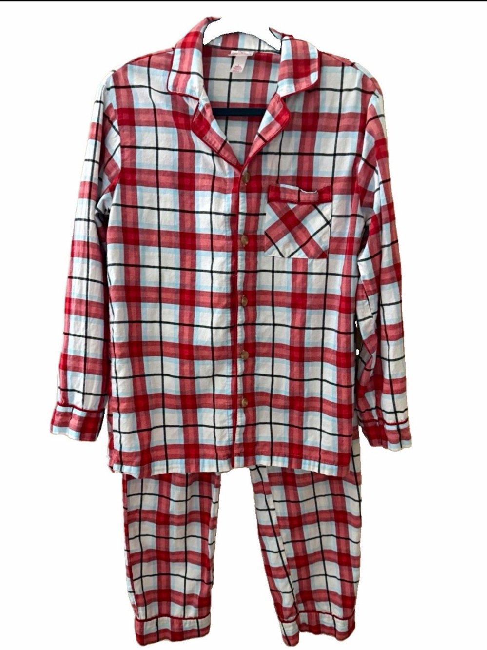 WonderShop Men's S 2-Piece Plaid Pajama Set Button Collared Long Sleeve Size S
